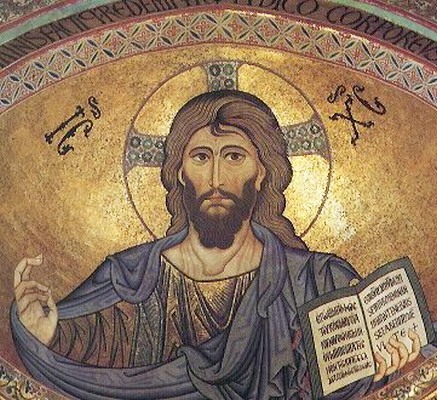 Christ Pantokrator, mosaic, (1145-60), Cathedral of Cefalu, Sicily.