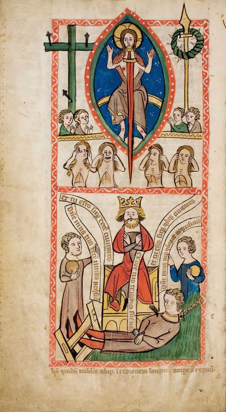 Parable of the Talents, Speculum Humanae Salvationis, c. 1360 Artist Unidentified, Universitäts- und Landesbibliothek Darmstadt Manuscript illumination, Darmstadt, Germany