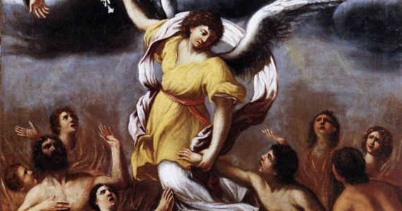 An angel frees the souls from Purgatory (detail), Ludovico Caracci, 1610, oil on canvas, Pinacoteca Vaticana 