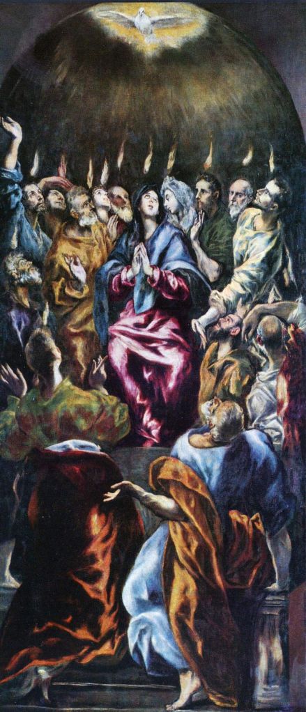 Pentecost, El Greco, c. 1600, Museo Nacional del Prado, Madrid, oil on canvas.