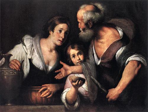Elijah and the Widow of Zarephath, Bernardo Strozzi, 1630, oil on canvas, Kunsthistorisches Museum, Vienna, Austria