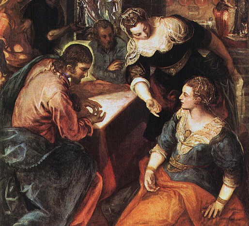 Detail Jesus in the home of Mary and Martha Tintoretto